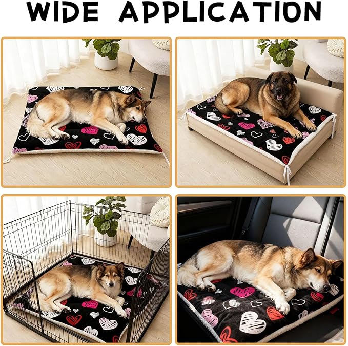 Dog Cat Bed Mat Ultra Soft Fluffy Pet Bed Washable Fashion Dog Crate Beds Comfy Comfy Pet Sleeping Pad Suitable for Pet Raised Bed(42"x32",Heart)
