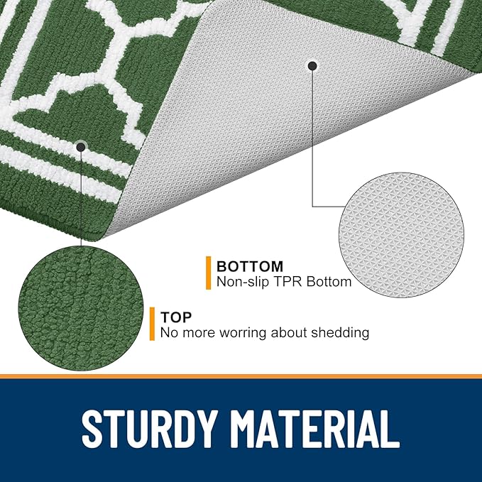 Buganda Indoor Door Mat, Dirt-Resistant and Absorbent Doormat, Anti-Slip, Low Profile Floor Mats for Inside Entryway, Front, and Back Door Entrance (36x24 Inches, Green)