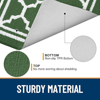 Buganda Indoor Door Mat, Dirt-Resistant and Absorbent Doormat, Anti-Slip, Low Profile Floor Mats for Inside Entryway, Front, and Back Door Entrance (36x24 Inches, Green)