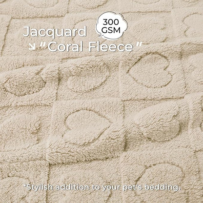 Luciphia 1 Pack 2 Small Dog Blanket Washable Pet Bed Cover Soft Fluffy Puppy Blanket with Premium Fleece 300GSM Cozy Calming Cat Blankets for Indoor Cats Beige 30x20 inch