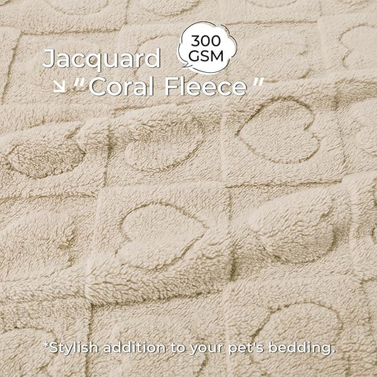 Luciphia Small Dog Blanket Washable Pet Bed Cover Soft Fluffy Puppy Blanket with Premium Fleece 300GSM Cozy Calming Cat Blankets for Indoor Cats Beige 57x40 inch