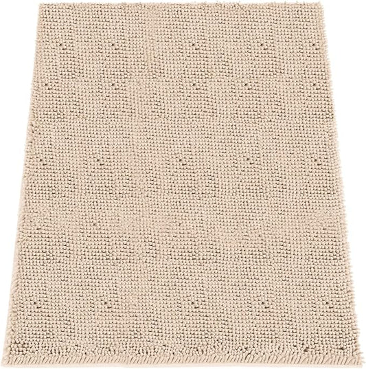 Absorbent Dog Door Mat for Muddy Paws, 60" x 48" Chenille Indoor Mats for Entryway, Trap Dirt Front Door Mat Indoor Entrance Washable Non Slip Soft Beige