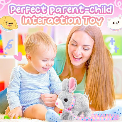 Tagitary Easter Plush Bunny Toy for Kids,Interactive Realistic Bunny with Sounds,Walking,Ears Wiggling,Twitch Mouth and Nose,Hopping Rabbit Toys Easter Basket Stuffers Birthday Gift for Toddlers