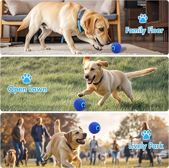 Interactive Dog Ball Toys for Pet Dogs,Smart Electric Small Medium Dog Toys to Keep them Busy,Automatic Rolling Jumping Balls with 2 Cover for Dogs,Rechargeable Pet Interactive Toy Balls,Blue