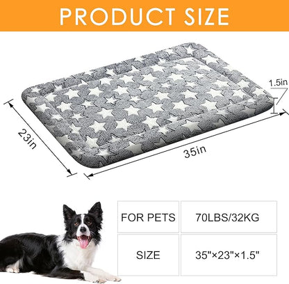 4 Pcs Washable Dog Bed Plush Orthopedic Outdoor Crate Mat with Non-Slip Bottom,Luxe Kennel Pad for Pets,Cozy Cage Cushion&Pet Sleeping Mattress Large Sized,Medium,Small Dogs,35 x 23 inch,Color Blend