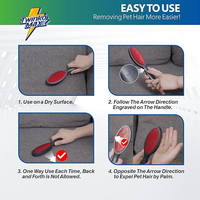 Lint Brush, Lint Remover, Pet Hair Remover, Clothes Brush, Magic Lint Remover Brush, Sheet and Carpet Cleaning Brush, 2-Sided and Reusable, No Need Lint Roller Refill.