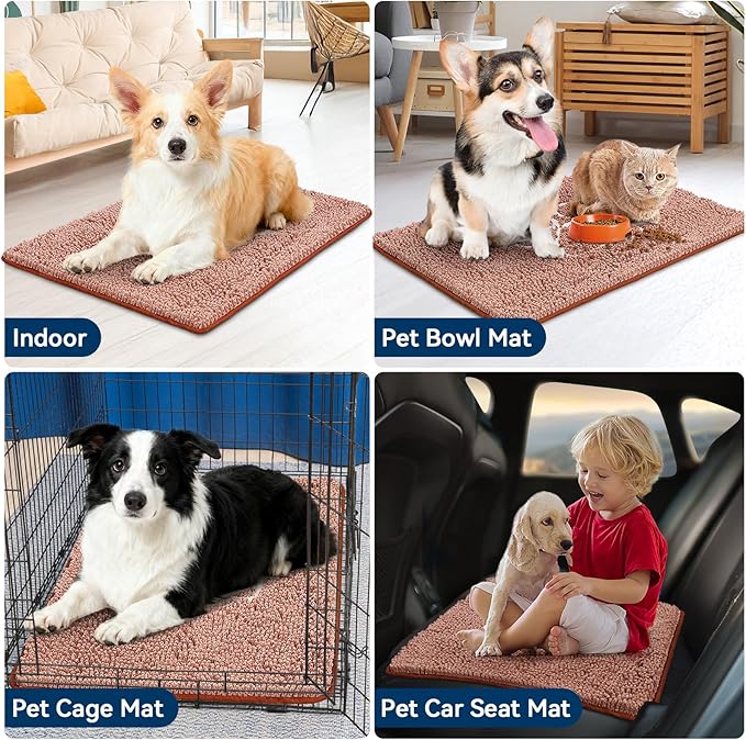 Bcoimo Super Absorbent Dog Door Mat, 36"*24" Anti Slip Mat for Muddy Paws, Pet Rugs for Dirty Paws Washable That Absorbs Moisture and Dirt, for Dog Cage and Pet Resting Carpet