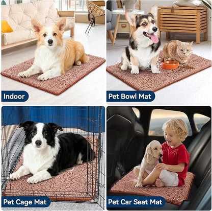 Bcoimo Super Absorbent Dog Door Mat, 36"*24" Anti Slip Mat for Muddy Paws, Pet Rugs for Dirty Paws Washable That Absorbs Moisture and Dirt, for Dog Cage and Pet Resting Carpet