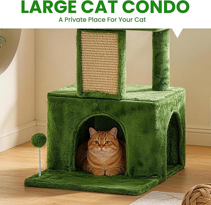 38.5In Cat Tree with Scratching Post, Cat Tree Tower with Condo for Indoor Use, Cat Furniture with Hanging Ball for Kitten and Cat Adult