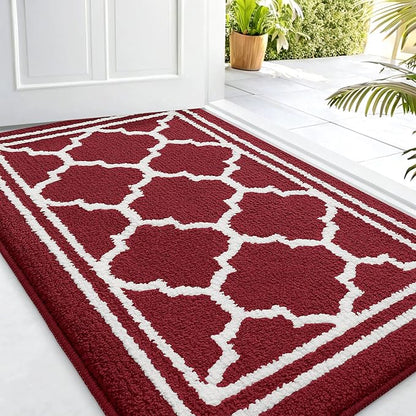 Buganda Indoor Door Mat, Dirt-Resistant and Absorbent Doormat, Anti-Slip, Low Profile Floor Mats for Inside Entryway, Front, and Back Door Entrance (32x20 Inches, Burgundy)