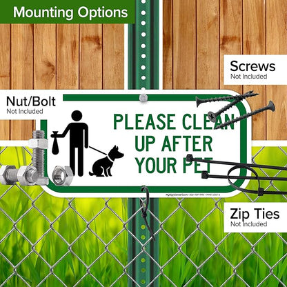 Please Clean Up After Your Pet Sign, 6" x 12" 0.40 Aluminum, Fade Resistance, Indoor/Outdoor Use, USA MADE By My Sign Center
