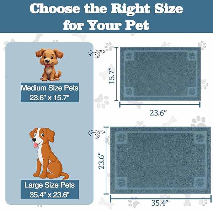 Darkyazi Pet Feeding Mat Large for Dogs and Cats,24"×16" Flexible and Easy to Clean Feeding Mat,Best for Non Slip Waterproof Feeding Mat. (Silver Blue)
