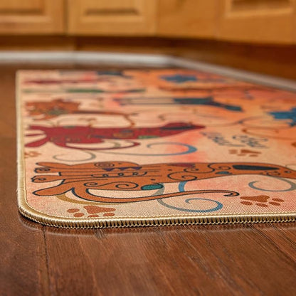 GreaterGood Festival Pets Non-Slip Floor Runner Rug Colorful Paw Print Hallway Mat with Rubber Backing 47" Long, Pet-Lover Accent Rug (Dog)