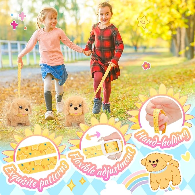 Tagitary Plush Toys Walking Dog Toys That Can Walk, Bark and Wag Tail,Interactive Electronic Pet Toys Puppy with Leash,Easter Christmas Birthday Gift for Toddlers Kids