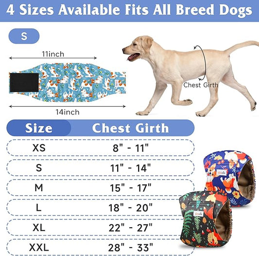 5 Pack Dog Diapers Male Reusable, Premium Belly Bands for Male Dogs, High Absorbing Dog Pee Wraps for Doggie in Incontinence or Excitable Urination and Training Flower L