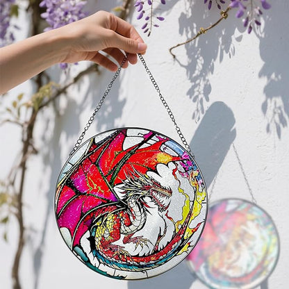 Stained Glass Window Hanging, Stained Glass Suncatcher, Dragon Sun Catcher, Window Hanging Decor, Dragon Gift, Gifts for Fathers Day, Christmas or Birthday Gift, Gifts for Him Dad Grandfather Son
