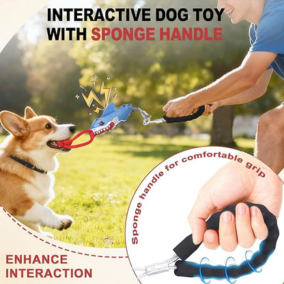 Dog tug of war Toy with Handle,Interactive Dog Pull Toy to Keep Them Busy with Squeak, Multifunctional Combination tug Toy with chew Ball