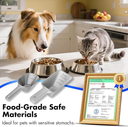 Food Scoop, Cup Capacity Dog Food Scooper With Measuring Lines For Dog, Puppy and Cat Coffee Bean Flour Scoop Set (Grey)