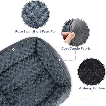 INVENHO XX-Large Dog Bed for Large Medium Small Dogs, Rectangle Washable Dog Bed, Orthopedic Dog Bed, Soft Calming Sleeping Puppy Bed Durable Pet Cuddler with Anti-Slip Bottom XXL(42"x30"x10")