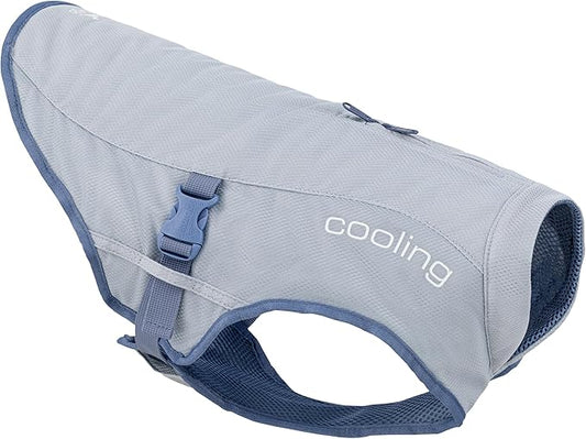 Kurgo Dog Core Cooling Vest - Summer Cooling Jacket - Evaporative Cooling Coat - Harness-Compatible - Reflective Accents - Grey - Small