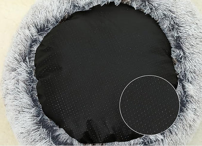 Dog Cave Bed for Small Dogs Cats Pets, Anti Anxiety Calming Plush Dog Beds, Fluffy Covered Hooded Cozy Burrow Puppy Beds, Anti-Slip Bottom Washable Pet Sleeping Bag (20" D, Grey)