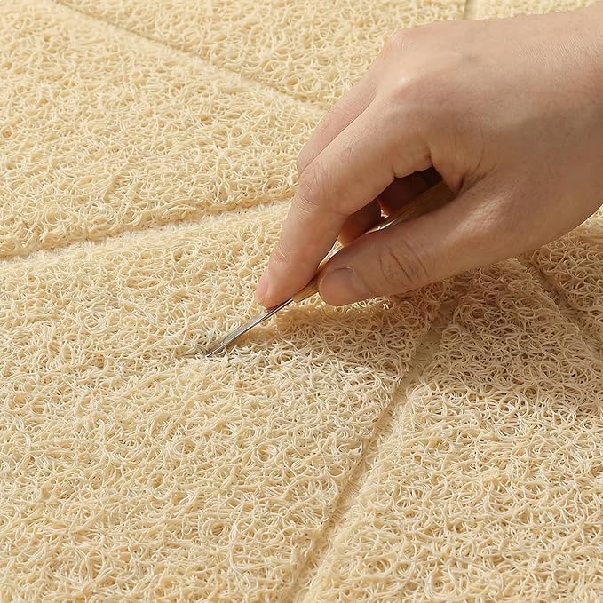 WePet Cat Litter Box Mat, Kitty Premium PVC Pad, Durable Trapping Rug, Phthalate Free, Urine-Resistant, Scatter Control, Mosaic, XXL 47 x 35 Inch, Beige