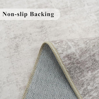 Washable 2x6 Thin Runner Rug: Abstract Soft Entryway Doormat Water-Resistan Hallway Bathroom Kitchen Carpet with Non-Slip Backing Modern Living Room Bedroom Decorative Carpet（2x6,Beige/Cream）