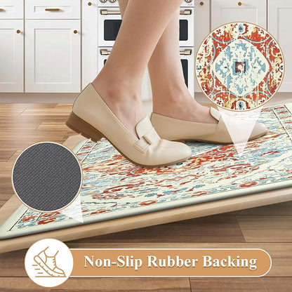 Ileading Anti Fatigue Kitchen Rugs Sets of 2 Cushioned Kitchen Mats for Floor Waterproof Kitchen Mat Set Non Slip Comfort Standing Mat for Kitchen, Office, Sink, Laundry