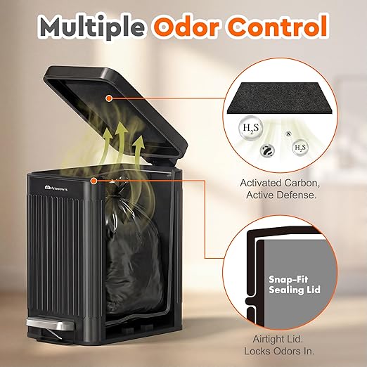 Dog Poop Trash Can Outside - Odor Control & Waterproof, 2.7Gal Metal Pet Waste Garbage Can with Lid & Foot Pedal - Includes 30 Bags, a Bag Holder, and Lawn Stakes for Outdoor Security