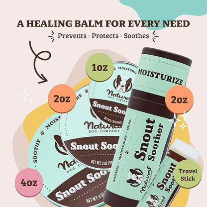 Natural Dog Company Snout Soother Travel Stick 4-Pack – 0.15 oz Chapstick-Size Sticks – Organic, Plant-Based, Lick-Safe Balm for Dry, Cracked, Crusty Noses – Value Bundle, Made in USA