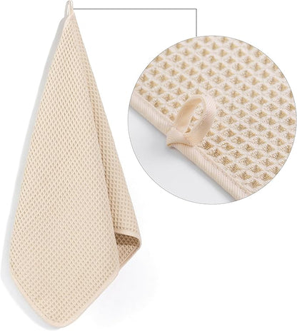 POLYTE 430 GSM Microfiber Lint Free Hand Towel, 16 x 30 in, 4 Pack (Waffle Weave)