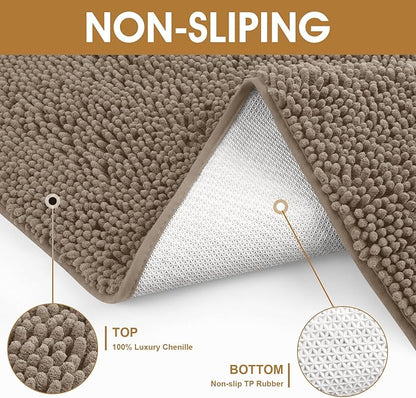 IM HOME Dog Door Mats for Muddy Paws, 30" X 20" Chenille Absorbent Doormat, Non Slip Heavy Dog Rugs for Muddy Paws, Soft Indoor Door Mat for Entryway, Mud Paw, Inside Floor, Beige