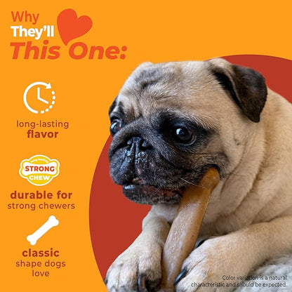 Nylabone Original Bone Strong Chew Toy for Dogs Made with Real Chicken, Durable Dog Chew Bones for Aggressive Chewers, Long-Lasting Flavor Keeps Dogs Busy, Small Dog Toys - Up to 25 lbs, 1 Count
