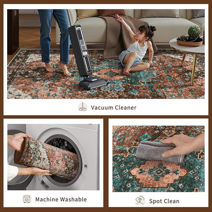 Ciicool Washable Runners Area Rug for Hallways, Ultra Soft 2'6 "x8' ft Boho Print Non-Slip Vintage Oriental Medallion Long Carpet for Kitchen Bedroom Laundry Bathroom