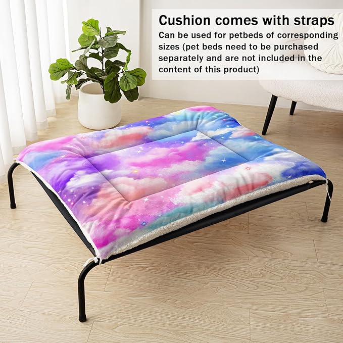 Dog Cat Bed Mat Ultra Soft Fluffy Pet Bed Washable Fashion Dog Crate Beds Comfy Comfy Pet Sleeping Pad Suitable for Pet Raised Bed(42"x32",Colorful Clouds)