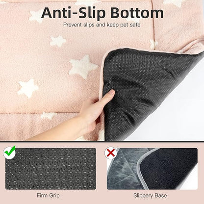 Mora Pets Dog Crate Pad Kennel Dog Bed Mat for Medium Dogs Washable Cute Star Pet Bed for Cage Ultra Soft Flat Puppy Cat Kitten Cushion for Sleeping Anti-Slip Pink 30 x 19