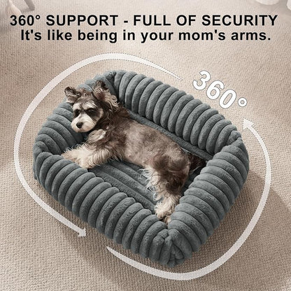 FURTIME Dog Beds Large Sized Dog, Washable Orthopedic Pet Bed with Removable Cover, Rectangle Soft Calming Sleeping Puppy Bed Durable Pet Cuddler with Anti-Slip Bottom, Grey, XL(42"x20"x8")