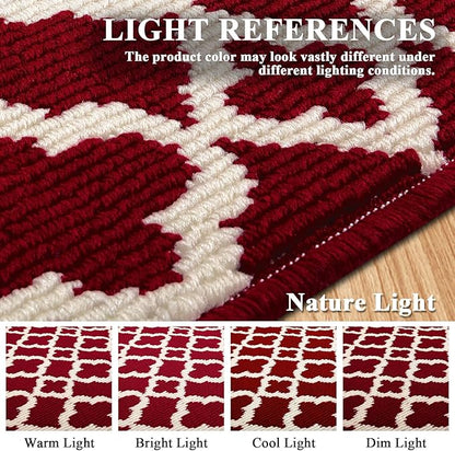 U'Artlines Runner Rug for Hallway 2×6feet Non Slip Kitchen Floor Carpet Runners Red Geometric Pattern Washable Area Rug for Entryway Bathroom