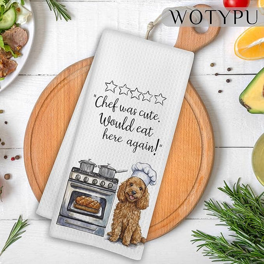 Funny Golden Doodle Chef Gifts Kitchen Towels, Golden Doodle Gifts for Women Men Dish Tea Towels for Kitchen, Dog Lovers Gift Decorative Hand Towel, 16x24 Inch