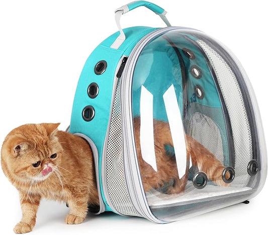 Lollimeow Cat Carrier Backpack, Expandable Bubble Pet Carrier for Cats and Small Dogs, Airline Approved Travel Backpack for Hiking, Walking & Outdoor Adventures - Supports up to 16 lbs