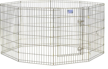 MidWest Homes for Pets 36-Inch Exercise Pen, for Indoor and Outdoor Use, 16 Sq Feet of Play, Single Door Folding Dog Pen, with Large Door Opening & Secure Latch, Easy to Set Up, Foldable Dog Playpen