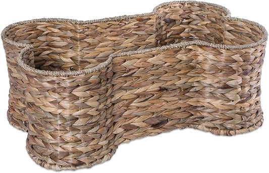 Bone Dry Pet Storage Collection, Bone Shape Hyacinth Toy Basket, Natural, Medium - 21x13x8"