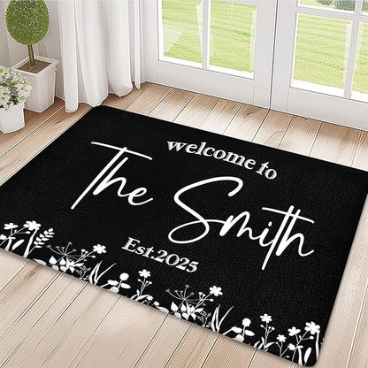Custom Doormat with Family Name - Personalized Entryway Door Mat Front Door Mat for Outdoor Decor Entrance Mat Housewarming Gift with Anti-Slip Backing Design09