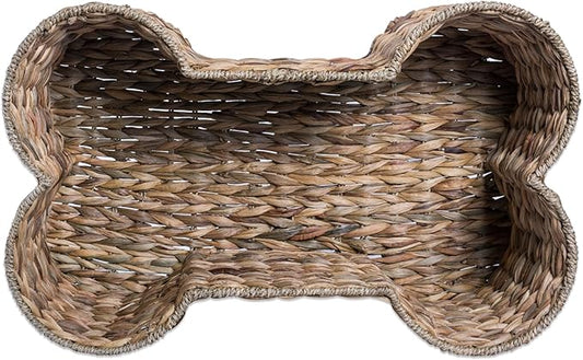 Bone Dry Pet Storage Collection, Bone Shape Hyacinth Toy Basket, Natural, Small