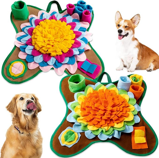 Tatuo 2 Pack Pet Snuffle Mat for Dogs Treat Interactive Dog Feeding Mat Portable Puzzle Toys for Small Medium Breed Dogs Puppy Foraging Feed Game(Elegant Style)