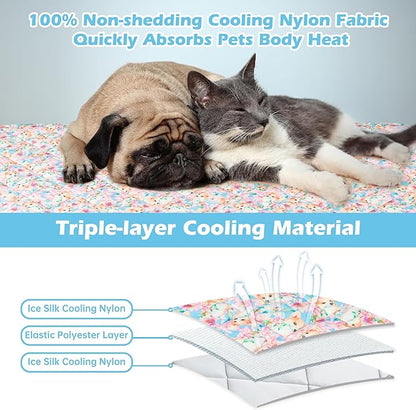 Dog Cooling Mat, Cat Self Cool Ice Pads,Lightweight Pet Cooling Pad Blanket Bed Cover,Puppies Summer Cool Tech Fabric,Washable Dog Sleeping Mat for Home & Outdoor,Keep Cool for Pets