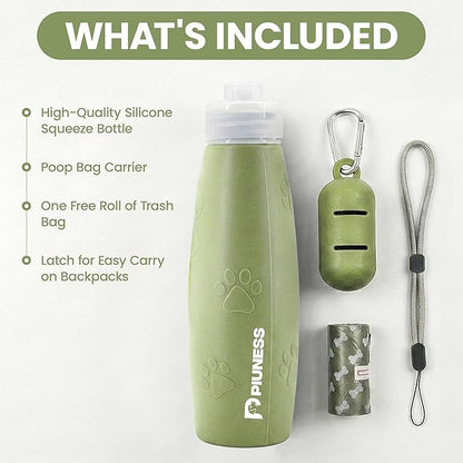Ultimate 2-in-1 Dog Walk Essential – Portable Pee Cleaning Bottle + Detachable Poop Bag Dispenser (Green)