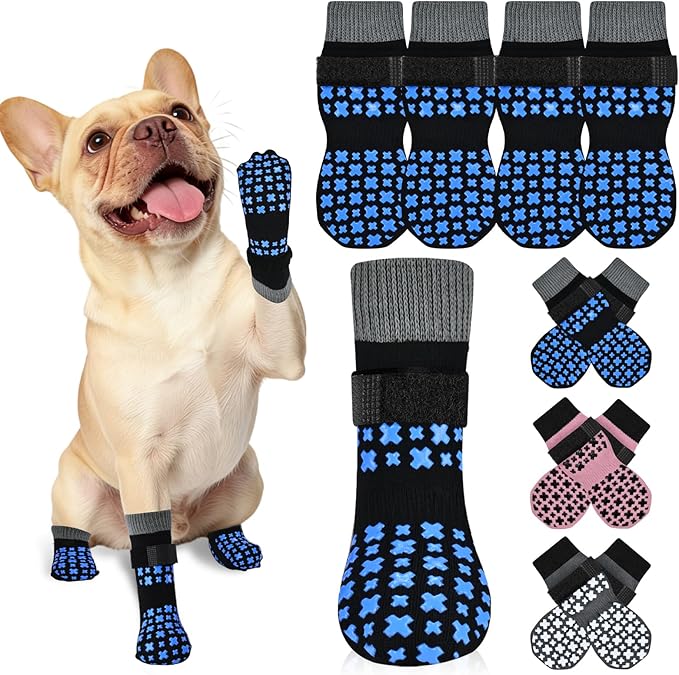 Non-Slip Dog Socks for Hardwood Floors Anti Slip Double-Sided Grippy Socks for Senior Dogs to Prevent Licking Paws, Scratching & Hot Pavement Premium Dog Paw Protector with Grippers Black M