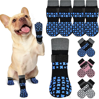 Non-Slip Dog Socks for Hardwood Floors Anti Slip Double-Sided Grippy Socks for Senior Dogs to Prevent Licking Paws, Scratching & Hot Pavement Premium Dog Paw Protector with Grippers Black M