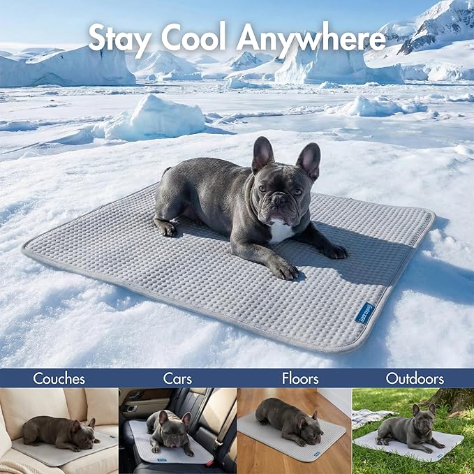 Spark Paws Cooling Mat for Dogs - Self Cooling Dog Mat & Pet Cooling Pad for Large, Medium & Small Dogs - Non-Toxic, Non-Gel Washable Cooling Bed - Waffle Grey - Size XL